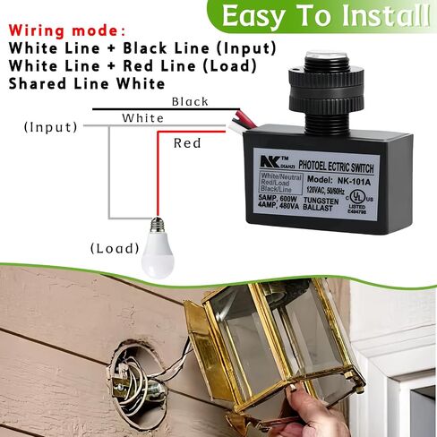 2-pack 105V-130V AC مستشعرات الضوء الخلفي الضوئي ， مفاتيح الإضاءة التلقائية إلى الفجر-مقاومة للطقس ， تناسب الإضاءة في الهواء الطلق ， عناصر التحكم الكهروضوئية مع شروق الشمس وغروب الشمس in Saudi Arabia