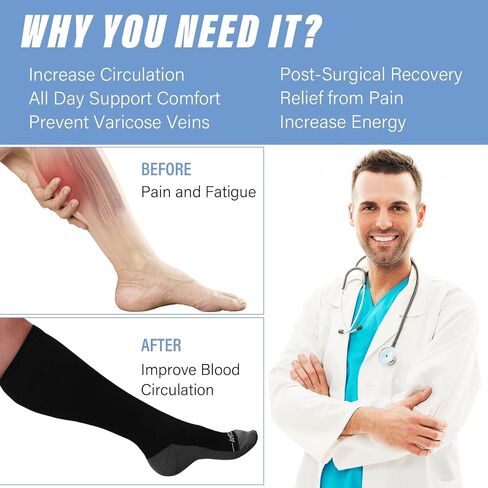 CaiDieNu Plus Size Compression Socks: Wide Calf Compression Socks for Women and Men Knee High Pregnant Nurses Running Travel in Kuwait