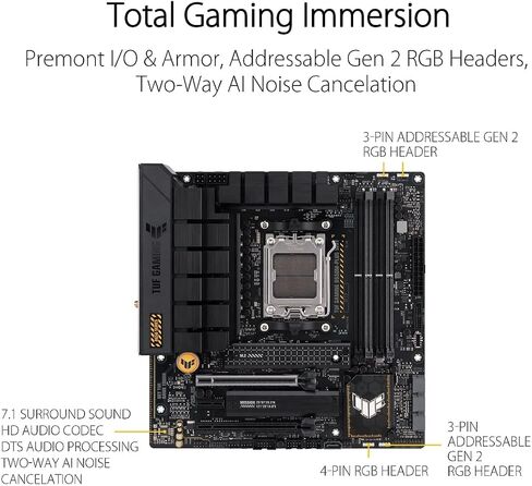 ASUS TUF GAMING B650E-E WIFI AMD AM5 B650 ATX motherboard, 8+2+1 80A DrMOS stage, DDR5, PCIe 5.0 Ready, 3x M.2, Wi-Fi 6E, 2.5 Gb LAN, DisplayPort, HDMI™, USB 20Gbps Type-C®, BIOS FlashBack™, Aura Sync in Saudi Arabia