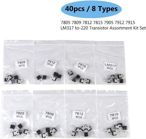 40pcs 8 Types 7805 7809 7812 7815 7905 7912 7915 LM317 Transistor مجموعة التحكم تيار وتضخيم الدائرة الإلكترونية الكهربائية الضعيفة الضعيفة in Saudi Arabia