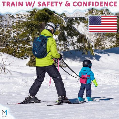 Ski & Snowboard Training Harness for Kids - 2 Elastic Straps w/Easy Lift-Handle - Ski Trainer Backpack for Toddlers in Kuwait
