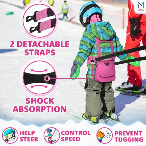 Ski & Snowboard Training Harness for Kids - 2 Elastic Straps w/Easy Lift-Handle - Ski Trainer Backpack for Toddlers in Kuwait