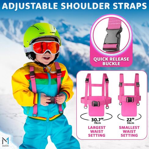 Ski & Snowboard Training Harness for Kids - 2 Elastic Straps w/Easy Lift-Handle - Ski Trainer Backpack for Toddlers in Kuwait
