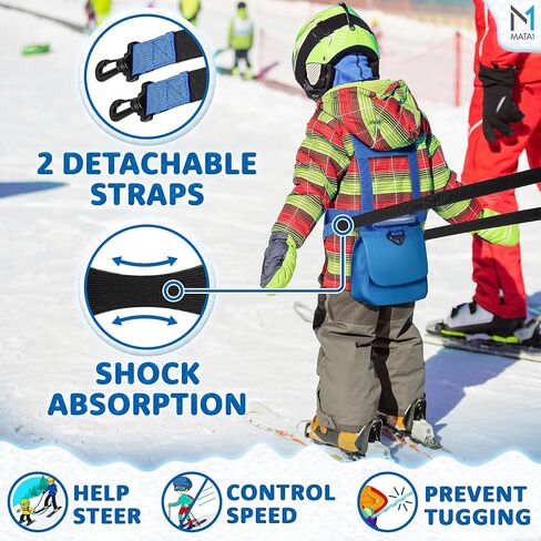 Ski & Snowboard Training Harness for Kids - 2 Elastic Straps w/Easy Lift-Handle - Ski Trainer Backpack for Toddlers in Kuwait