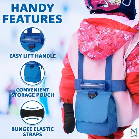 Ski & Snowboard Training Harness for Kids - 2 Elastic Straps w/Easy Lift-Handle - Ski Trainer Backpack for Toddlers in Kuwait