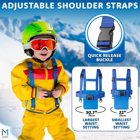 Ski & Snowboard Training Harness for Kids - 2 Elastic Straps w/Easy Lift-Handle - Ski Trainer Backpack for Toddlers in Kuwait