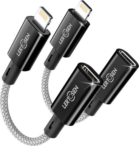 2 Pack 27W USB C Female to Lightning Male Cable Adapter, Type C Converter Cord Connector with Fast Charging & Data Transfer for iPhone 14/13/12/11,iPad, Airpods,Not for Audio/Headphone/OTG in Saudi Arabia