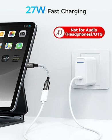 2 Pack 27W USB C Female to Lightning Male Cable Adapter, Type C Converter Cord Connector with Fast Charging & Data Transfer for iPhone 14/13/12/11,iPad, Airpods,Not for Audio/Headphone/OTG in Saudi Arabia