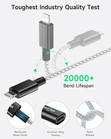 2 Pack 27W USB C Female to Lightning Male Cable Adapter, Type C Converter Cord Connector with Fast Charging & Data Transfer for iPhone 14/13/12/11,iPad, Airpods,Not for Audio/Headphone/OTG in Saudi Arabia