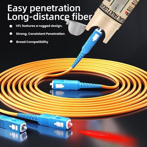 Visual Fault Locator, 80mW 80-100KM VFL Fiber Optic Tester Kit - Include Single Mode 9/125um FC Male to LC Female Adapter, Red Light Pen for Fiber Network Cable Test in Saudi Arabia