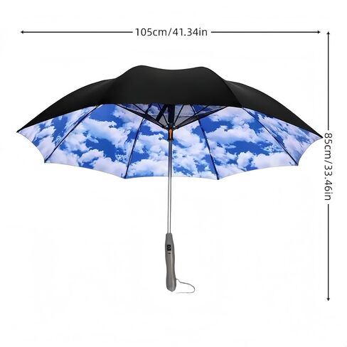 Umbrella with Fan & Mist Spray - Rechargeable UV Protective Cooling Umbrella for Patio, Beach, Travel | Portable Misting System & Detachable Water Bottle Included in Saudi Arabia