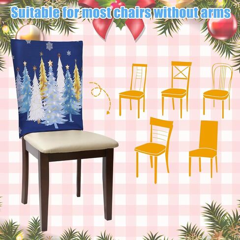 6 Pcs Lime Green Christmas Chair Covers Christmas Chair Back Covers Xmas Chair Protector Slipcovers Washable Winter Dining Room Seat Covers for Home Hotel Kitchen Decorations in Saudi Arabia