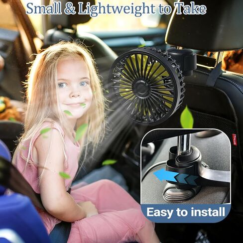 Backseat Car Fan, Car Fan for Back Seat, Back Seat Fans for Kid (No Battery) in Saudi Arabia