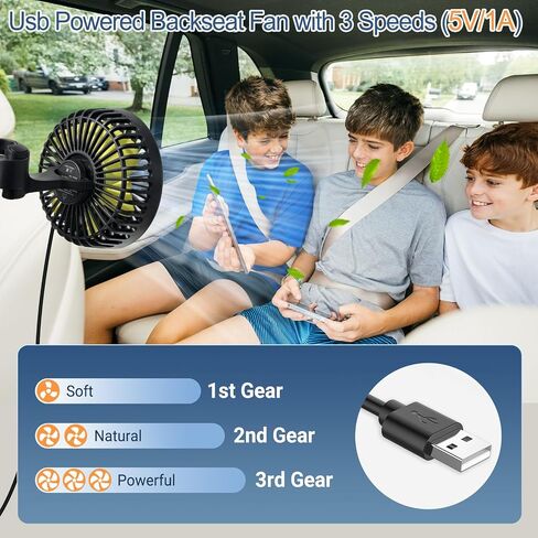 Backseat Car Fan, Car Fan for Back Seat, Back Seat Fans for Kid (No Battery) in Saudi Arabia