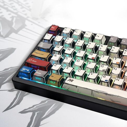 Retro PBT Keycaps -Anime Themed PBT Keycaps - Cherry Profile Shine Through Side Print Keycap Set for Mechanical Keyboard (137 Keys) - Colorful Gradient Design, Durable Material in Saudi Arabia