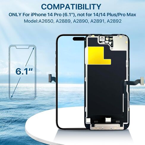 iPhone 13 Pro Screen Replacement Kit 6.1'' LCD Display 3D Touch Screen Digitizer Full Assembly Repair Kits Waterproof Frame Sticker+Screen Protector for A2483 A2636 A2638 A2639 A2640 in Saudi Arabia