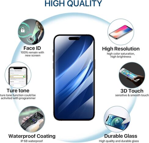 iPhone 13 Pro Screen Replacement Kit 6.1'' LCD Display 3D Touch Screen Digitizer Full Assembly Repair Kits Waterproof Frame Sticker+Screen Protector for A2483 A2636 A2638 A2639 A2640 in Saudi Arabia