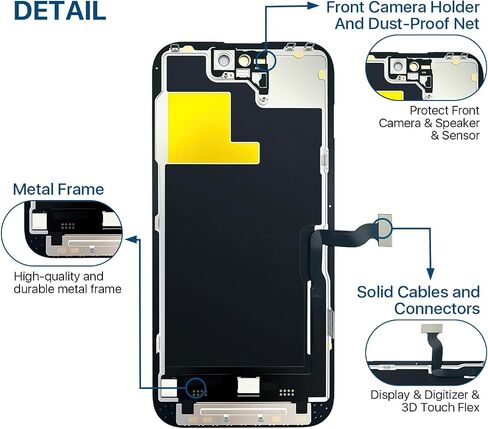 iPhone 13 Pro Screen Replacement Kit 6.1'' LCD Display 3D Touch Screen Digitizer Full Assembly Repair Kits Waterproof Frame Sticker+Screen Protector for A2483 A2636 A2638 A2639 A2640 in Saudi Arabia