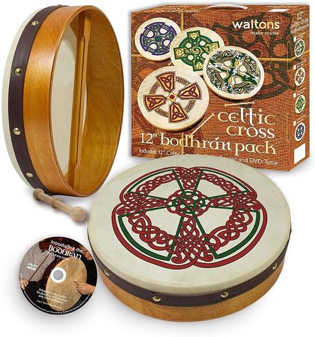 Waltons Bodhrán 18" (Chase) - Handcrafted Irish Instrument - Crisp & Musical Tone - Hardwood Beater Included w/Purchase in Kuwait