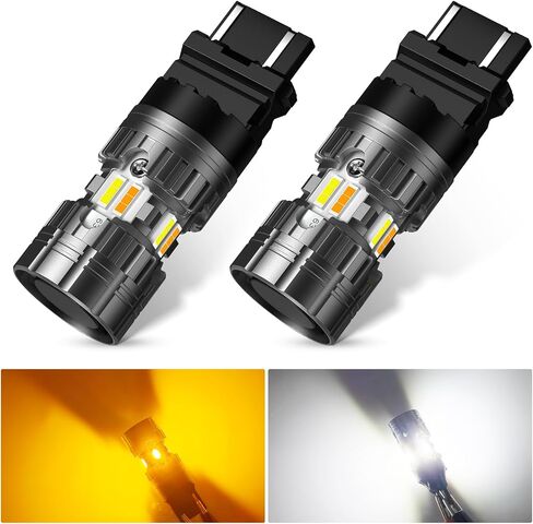 4257 4257NA LED LED لمبة التبديل يناسب Ford Maverick ، ​​بنيت في المقاوم Canbus خالية من الإشارة الأمامية الإشارة ضوء العنبر/مصباح DRL الأبيض ، 500 ٪ مشرق (2pcs) in Kuwait