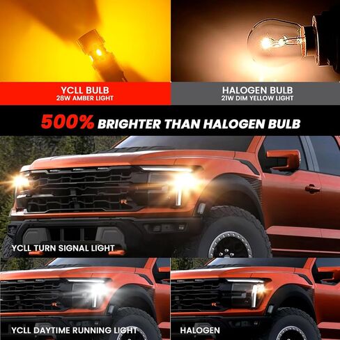4257 4257NA LED LED لمبة التبديل يناسب Ford Maverick ، ​​بنيت في المقاوم Canbus خالية من الإشارة الأمامية الإشارة ضوء العنبر/مصباح DRL الأبيض ، 500 ٪ مشرق (2pcs) in Kuwait