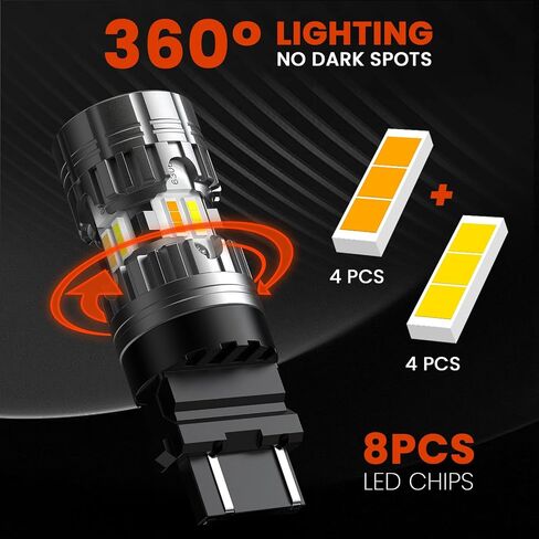 4257 4257NA LED LED لمبة التبديل يناسب Ford Maverick ، ​​بنيت في المقاوم Canbus خالية من الإشارة الأمامية الإشارة ضوء العنبر/مصباح DRL الأبيض ، 500 ٪ مشرق (2pcs) in Kuwait