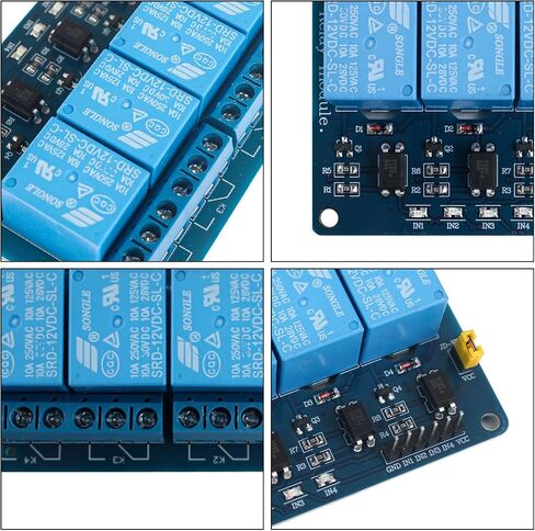 4 وحدة ترحيل القناة DC 12V مع لوحة التحكم Optocoupler وضوء المؤشر ، مرحلات إكسسوارات لوحة التطوير ، Suport High Low Level Trigger in Kuwait