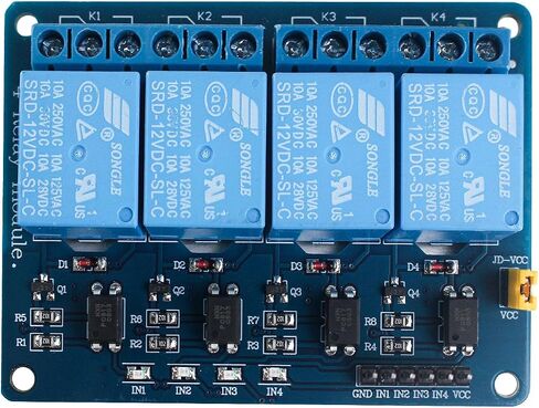 4 وحدة ترحيل القناة DC 12V مع لوحة التحكم Optocoupler وضوء المؤشر ، مرحلات إكسسوارات لوحة التطوير ، Suport High Low Level Trigger in Kuwait