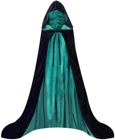Waukn Black Hooded Coak Women ، Halloween Velvet Capes Capes عكسها عكسها in Saudi Arabia