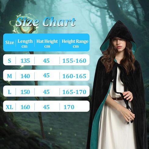 Waukn Black Hooded Coak Women ، Halloween Velvet Capes Capes عكسها عكسها in Saudi Arabia