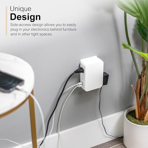 GE 6-Outlet Extender, Surge Protector, Swivel Side Access, Wall Tap Adapter, 3-Prong, 980 Joules, ETL Listed, White, 81781 in Saudi Arabia