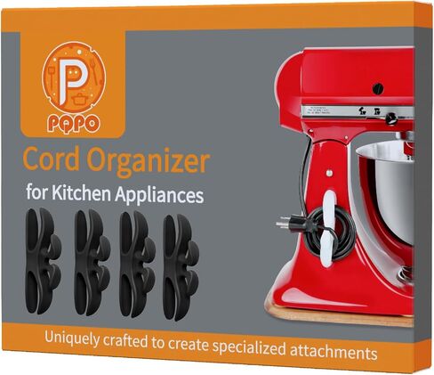 4 Pack Cord Organizer for Kitchen Appliances, Stick On Appliance Wire Organizer Wire Wrapper for Kitchen Appliances Stand Mixers (Black) in Kuwait