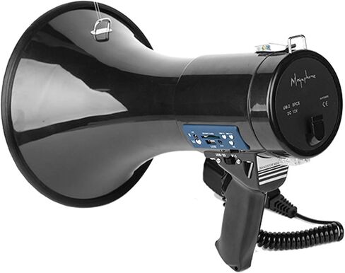 B S 50W Loudspeaker Bullhorn Megaphone with Siren,1200 Yards with Microphone,Portable Strap,240 Seconds Recording USB/SD/AUX Input for for Outdoor Events,Crowd Management,Emergencies and Police in Kuwait