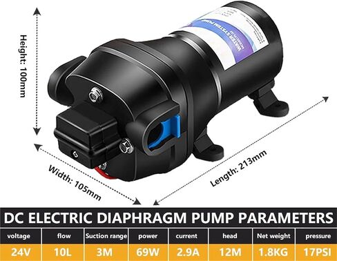 DC 12V/24 Volts Fully Automatic RV Water Pump 2.8GPM 17PSI 10L Electric Yacht Boat Self Priming Diaphragm Water Pump(FL31-F-24V) in Saudi Arabia