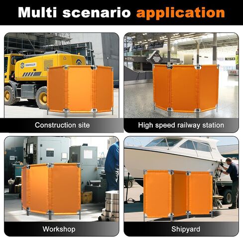 شاشات اللحام مع الإطار ، والسياج القابل للطي ، والسياج المحاكين للحريق ، والستارة المحمولة لحماية اللحام ، والسياج الصفراء الصفراء العالية للورشة لمواقع العقود الصناعية ورشة العمل (3 قطع) in Kuwait