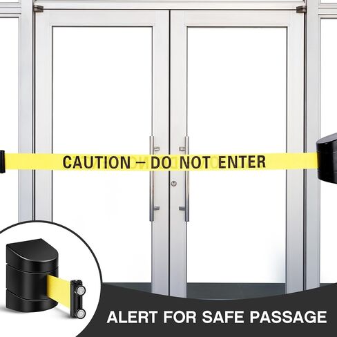 Barydat 2 Pcs 8.2 ft Magnetic Retractable Wall Barrier, Wall Mount Retractable Belt Crowd Control Wall Barrier, Safety Belt,Caution Do Not Enter Belt for Grocery Retail Store Stadium(Black) in Saudi Arabia