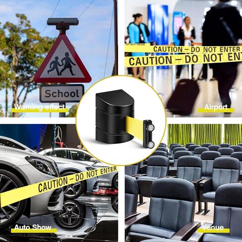 Barydat 2 Pcs 8.2 ft Magnetic Retractable Wall Barrier, Wall Mount Retractable Belt Crowd Control Wall Barrier, Safety Belt,Caution Do Not Enter Belt for Grocery Retail Store Stadium(Black) in Saudi Arabia