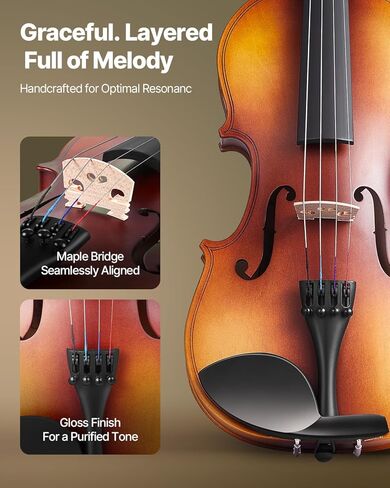 Vevor Violin 3/4 الحجم للبالغين ، كمان كمان تم تعيينه للمبتدئين مع الحالات الصعبة ، والروزين ، والقوس ، والكتف ، والجسر ، والموارد والسلاسل الإضافية ، والآلات الموسيقية المهنية للطالب (براون) in Saudi Arabia