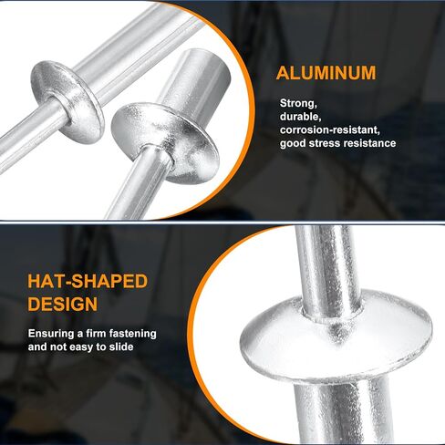 UXCELL 100PCS 3/16 "x3/8" من الألومنيوم المغلقة من المسامير العمياء القبة العمياء ، قبضة المغلقة من المسامير الأعمى ل DIY ، والمعادن ورقة ، وإصلاح السيارات ، والأثاث ، والقارب (الفضة) in Saudi Arabia