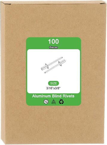 UXCELL 100PCS 3/16 "x3/8" من الألومنيوم المغلقة من المسامير العمياء القبة العمياء ، قبضة المغلقة من المسامير الأعمى ل DIY ، والمعادن ورقة ، وإصلاح السيارات ، والأثاث ، والقارب (الفضة) in Saudi Arabia