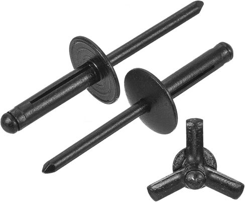 UXCELL 60PCS 3/16 "x3/4" ألومنيوم رأس ثلاثي القبضة ، مسامير قبضة Tri كبيرة الحافة ل DIY ، ورقة معدنية ، إصلاحات السيارات ، الأثاث ، القارب البحري (أسود) in Saudi Arabia