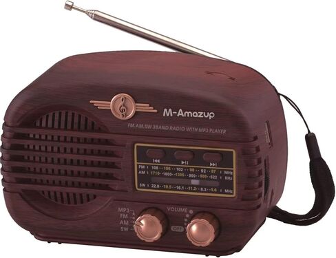 Radios Portable AM FM SW, Retro Radio with Speaker, Transistor Radio Bluetooth 5.3, Rechargeable Battery Powered, TWS, Support TF Card/MP3/USB Playing, Gifts for Senior, Dark Wood in Saudi Arabia