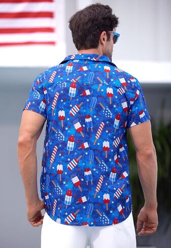 Arvilhill Men Men American Flag Button قميص 4 يوليو قمصان الأكمام القصيرة (S-3XL) in Saudi Arabia