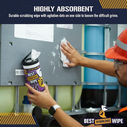 Heavy-Duty Disposable Industrial Work Cleaning Wipes with Dots for Scrubbing, Cleans Paint, Oil, Grime, Grease, Shoes, Engines, Tools, Extra Large, 7" x 10", 30 Wipes in Saudi Arabia