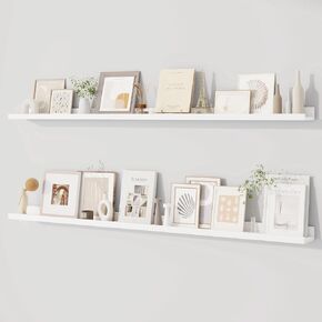 Dreamland Picture Shelf for Wall ، أرفف عائمة مجموعة من 2 ، 48 بوصة رفوف عائمة مع الشفاه لغرفة المعيشة ، غرفة نوم ، حمام ، مطبخ ، أبيض in Kuwait