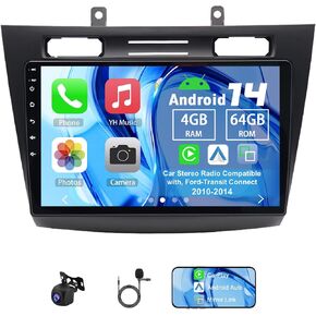 Android 14 Double Din Car Radio Compatible with Ford Transit Connect 2010-2014, 2G+32G 10" Touch Screen Car Stereo with Wireless Carplay Android Auto GPS WiFi Mic Backup Camera in Saudi Arabia