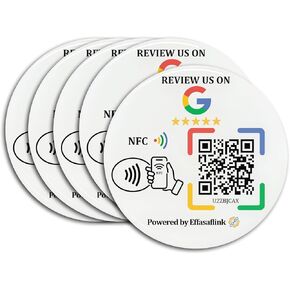 بطاقة epoxy sticky مع رمز NFC Chip & QR - متوافق مع صفحة Google Business لمراجعات العملاء ، وزيادة مراجعات الشركات ، والضرورية للأعمال التجارية الصغيرة ، وأجهزة iPhone & Android (White -1 Card) in Kuwait