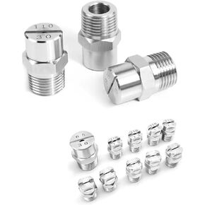 فوهة مروحة عالية الضغط ، حزمة فوهة المروحة ذات الضغط العالي من الفولاذ المقاوم للصدأ من 5 بأحجام متعددة وأحجام الخيط ، 65 درجة (1/4 خيط خارجي 12.5 مم ، 80 درجة) in Kuwait