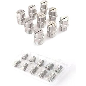High Pressure Fan Nozzle, Flat Fan Spray Nozzle 1/8 1/4 Inch 65-110 Degrees 304 Stainless Steel Pack of 5 Multiple Sizes,95°(1/8 External Thread 9.5mm,80°) in Saudi Arabia