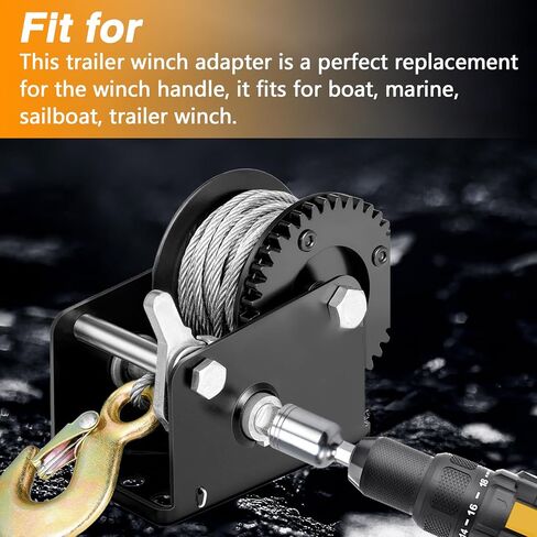 0.53L × 0.41W inches Upgraded Trailer Winch Adapter, 630 Stainless Steel Universal Boat Marine Trailer Winch Handle Replacement, Trailer Winch Accessory for Boat Marine Sailboat Trailer Winch in Saudi Arabia